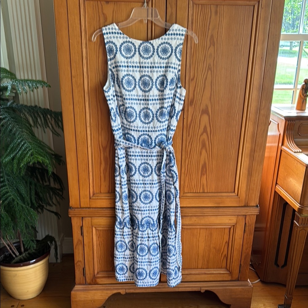 Boden Blue and White Tie Front A-line Sundress